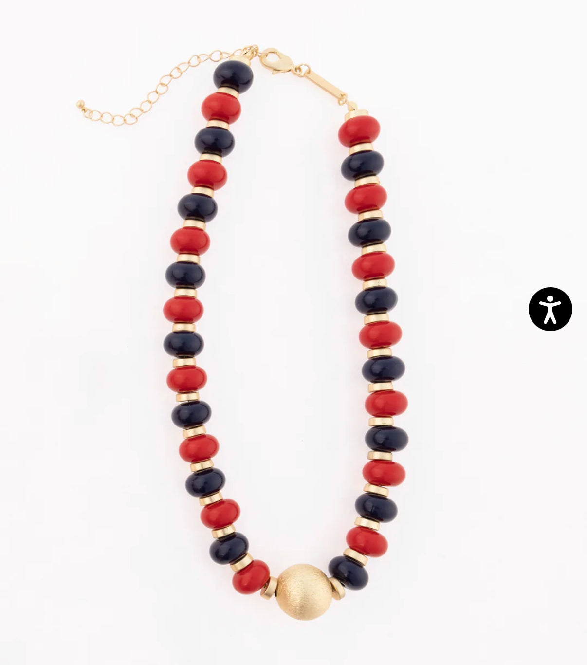 Kylie red/navy beaded necklace