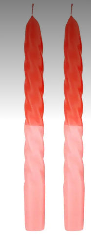 Tapered candles- red/pink swirled