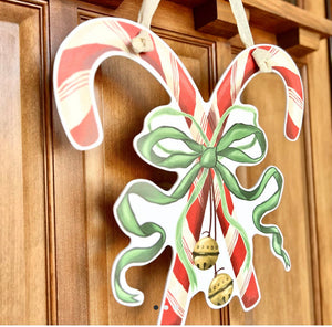 Crossed candy cane door hangers