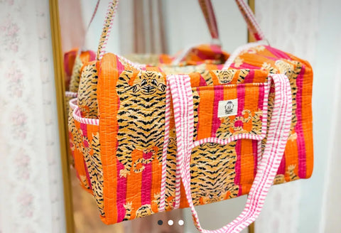 Pink/orange quilted duffle eye of the tiger