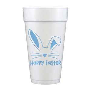 Bunny Ears Blue Happy Easter Foam Cups