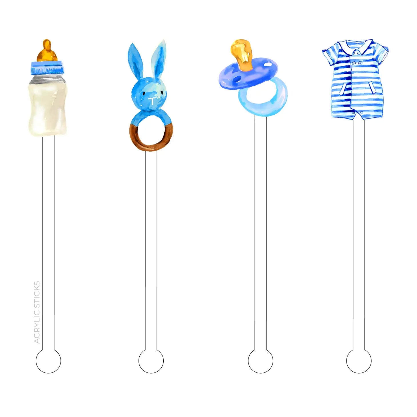 Baby Boy Shower Acrylic Stir Sticks