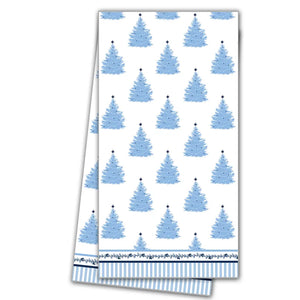 Blue Christmas Trees Tea Towel
