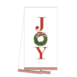 JOY Wreath Christmas Tea Towel