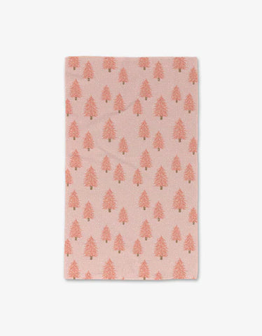 Pink Christmas Geometry Tea Towel