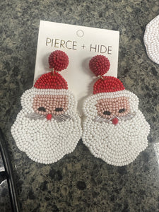 Santa beaded earrings- lrg