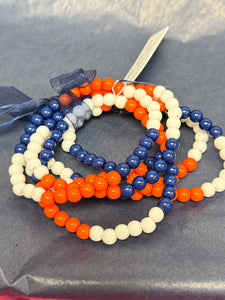 Beaded Navy/Orange Bracelet Stack