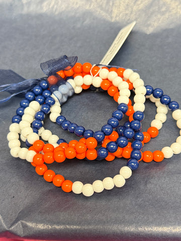 Beaded Navy/Orange Bracelet Stack