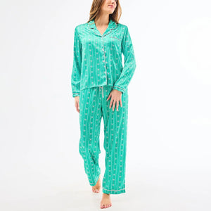 In a Bow Green Pajamas Set - Adult