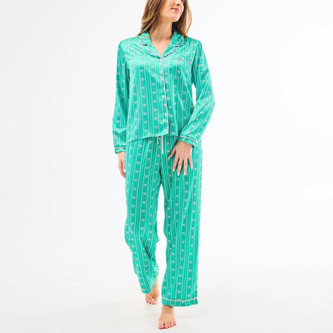 In a Bow Green Pajamas Set - Adult