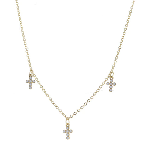 White Enamel Circle Cross STations Necklace