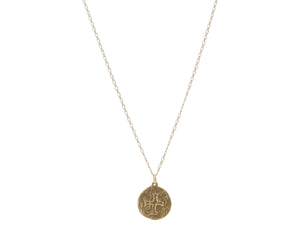 Gold Hammered Square Cross Coin Necklace, .85" Pendant Jane Marie