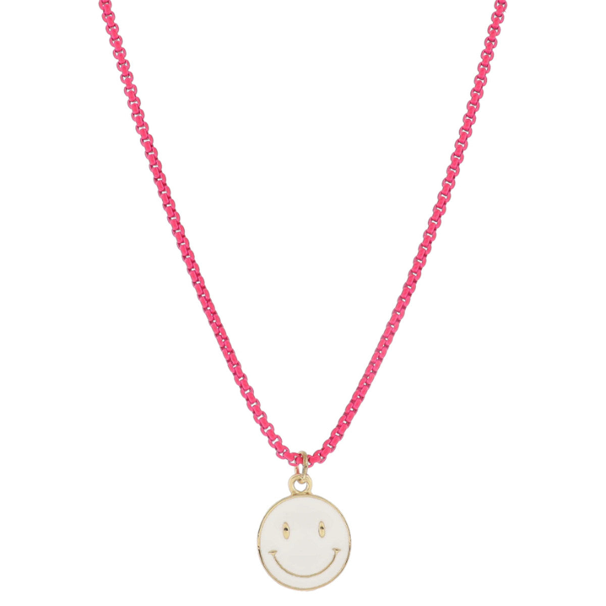 Kids Hot Pink with White Smiley Face NEcklace