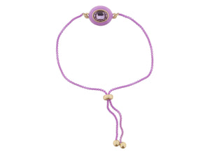 Kids Lavender Enamel with Light Purple Crystal Oval Bracelet, .5" Pendants Jane Marie
