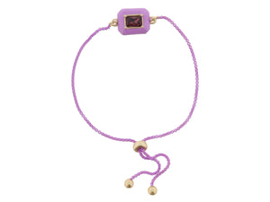 Kids Lavender Enamel with Purple Crystal Rectangle Bracelet, .35" Pendants Jane Marie