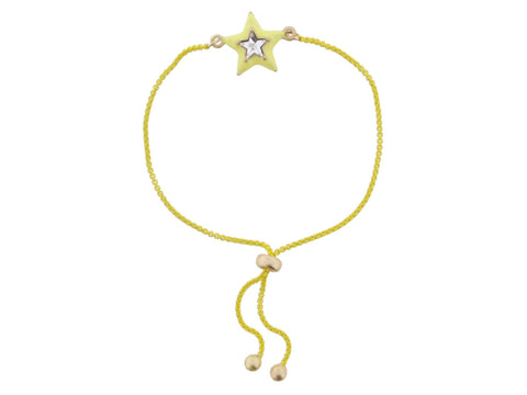 Kids Pale Yellow Enamel with Clear Crystal Star Bracelet, .5" Pendants Jane Marie