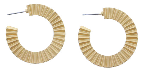 Wide Zigzag Plate Gold Hoop Earrings, 1.5" Top to Bottom Pendant Jane Marie