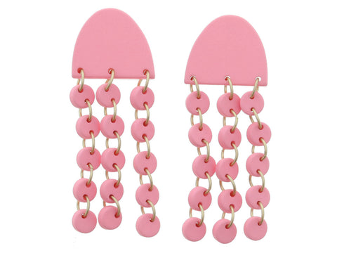 Pink Arch Post with Tiered Mini Circle Fringe Earrings Jane Marie