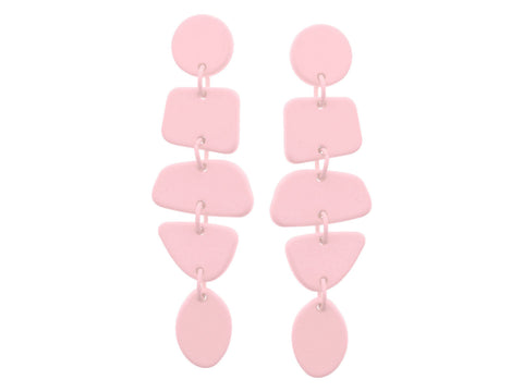 Light Pink Circle Post and Tiered Abstract Shapes Earrings Jane Marie