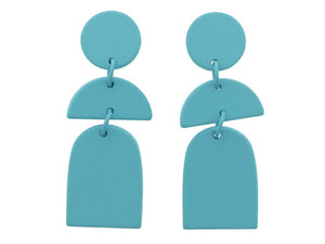 Teal Circle Post with Tiered Half Circle and Arch Earrings Jane Marie