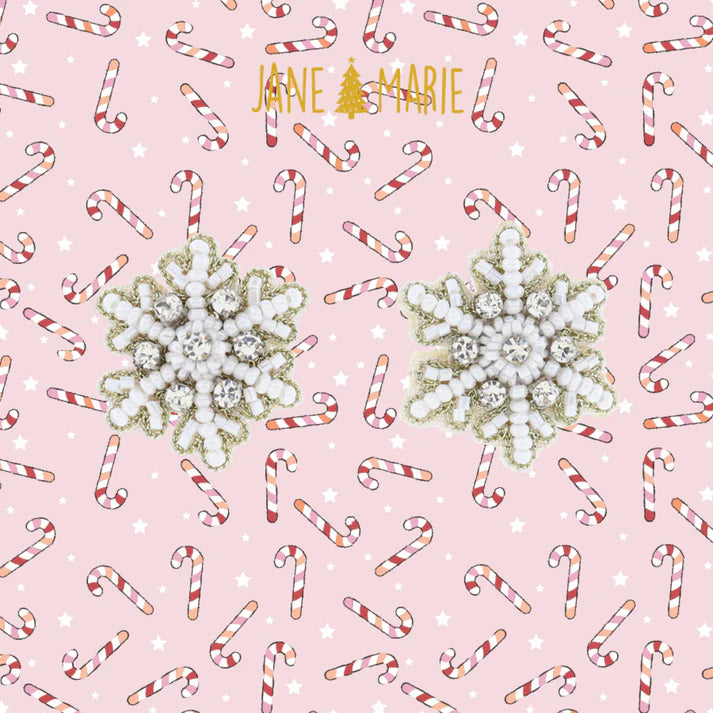 Beaded Snowflake Earring Studs