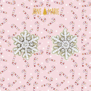 Beaded Snowflake Earring Studs