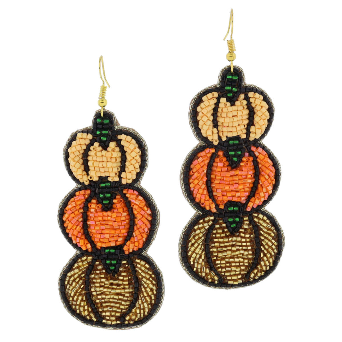 Stacked Pumpkin Beaded Earrings