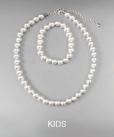 Pearl Bracelet and Necklace Set for Kids