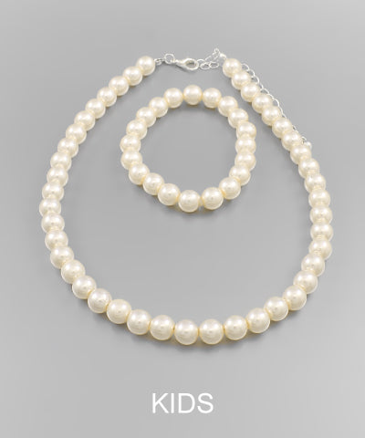 Pearl Bracelet and Necklace Set for Kids
