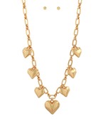 Gold Hearts Necklace with Earrings