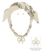 Pave Ribbon Charm Scarf Necklace