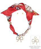 Pave Ribbon Charm Scarf Necklace