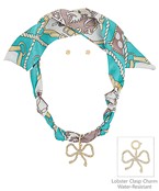 Pave Ribbon Charm Scarf Necklace
