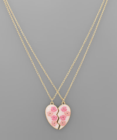 Floral Heart Necklace Set