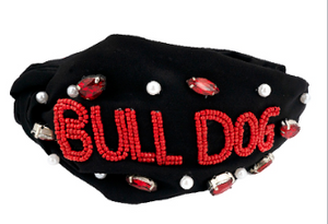 Black Beaded Bull Dog Headband