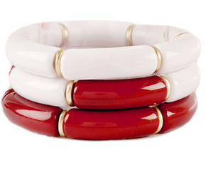 Red and White Stretch Bracelet Set