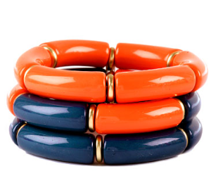 Navy and Orange Stretch Bracelet Set