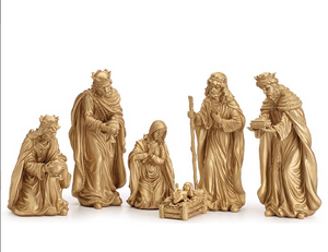 Antique Gold Resin Nativity Set