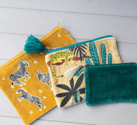 Large Velvet Zippered Pouch