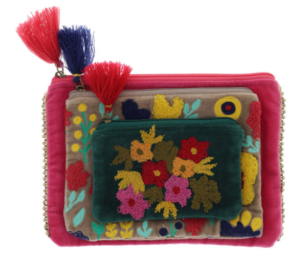 Medium Velvet Zippered Pouch