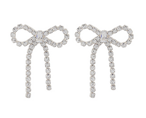 Sliver Crystal Bow Earrings