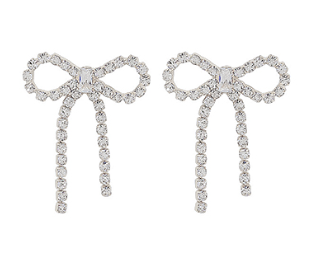 Sliver Crystal Bow Earrings