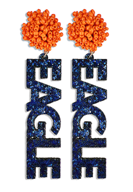 Navy Glitter Eagle Earrings