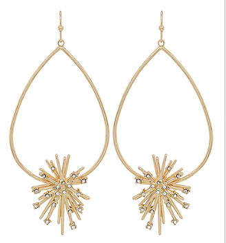 Pave Gold Snowflake Teardrop Earrings