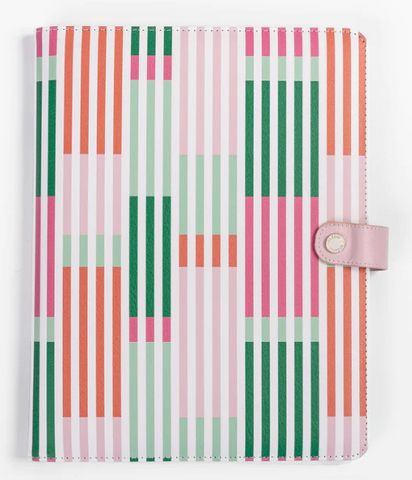Pink and Green Striped Folio Notebook