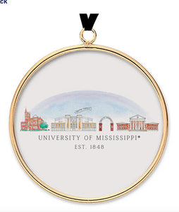 Ole Miss Skyline Glass Ornament