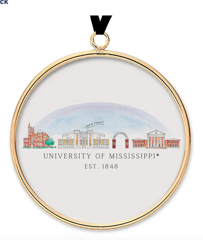 Ole Miss Skyline Glass Ornament
