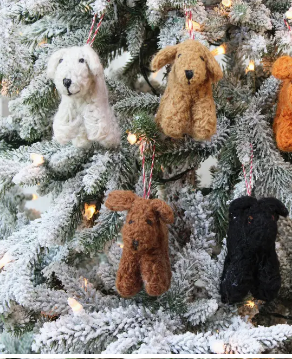 Felted Wool Doodle Dog Ornaments