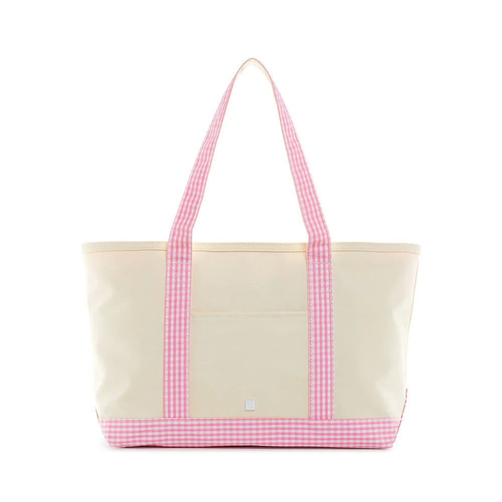 Medium Coated Tote-Gingham Pink