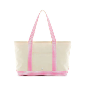 Medium Coated Tote-Gingham Pink